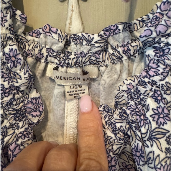 AMERICAN EAGLE 🍃Women’s OFF the SHOULDER Floral Blouse, L - Picture 5 of 8